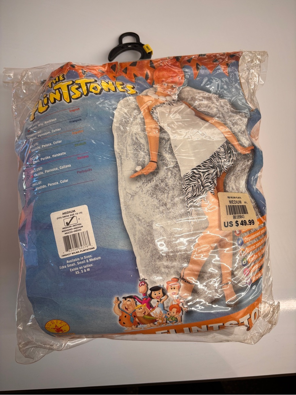 The Flintstones Wilma Flintstone Adult Costume Medium 10-14 Dress Wig Necklace